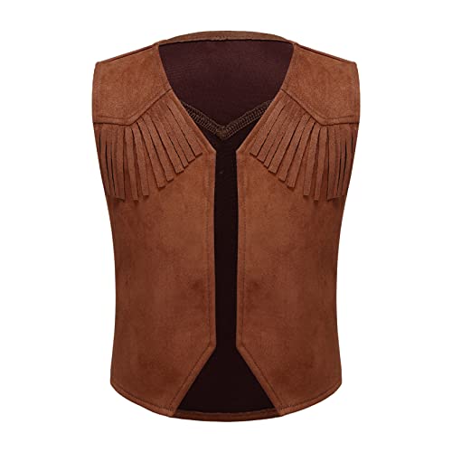 Loodgao Jungen Wildleder Weste Ärmellos Vorne Offene Western Cowboy Gilet mit Fransen Einfarbig Waistcoat Vest Cosplay Outfits Braun 110-116 Loodgao Jungen Wildleder Weste Ärmellos Vorne Offene Western Cowboy Gilet mit Fransen Einfarbig Waistcoat Vest Cosplay Outfits Braun 110-116 von Loodgao
