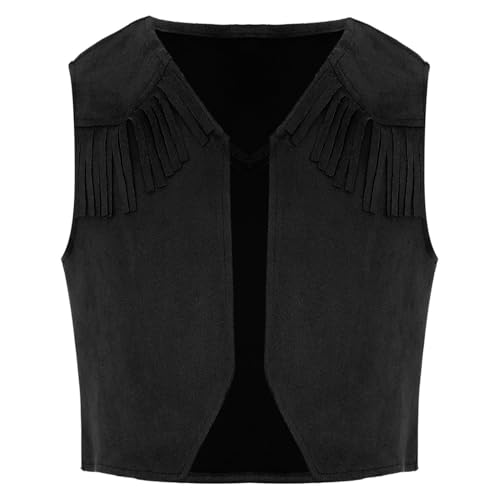 Loodgao Jungen Wildleder Weste Ärmellos Vorne Offene Western Cowboy Gilet mit Fransen Einfarbig Waistcoat Vest Cosplay Outfits Schwarz 122-128 Loodgao Jungen Wildleder Weste Ärmellos Vorne Offene Western Cowboy Gilet mit Fransen Einfarbig Waistcoat Vest Cosplay Outfits Schwarz 122-128 von Loodgao