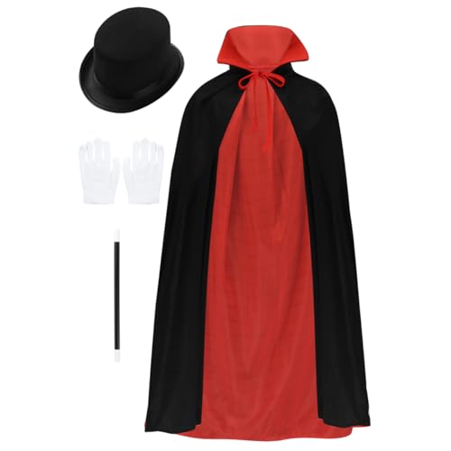 Loodgao Jungen Zauberer Umhang mit Zaubererhut Weiße Handschuhe und Zauberstab Kinder Magier Cosplay Outfits Schwarz 158-164 Loodgao Jungen Zauberer Umhang mit Zaubererhut Weiße Handschuhe und Zauberstab Kinder Magier Cosplay Outfits Schwarz 158-164 von Loodgao