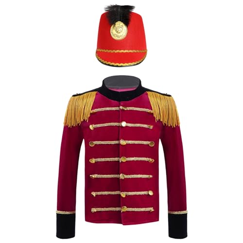 Loodgao Jungen Zirkusdirektor Jacke mit Miliärische Soldaten Mütze Vintage Retro Blazer Slim Fit Anzugjacke Käptain Oberbekleidung Rot 146-152 Loodgao Jungen Zirkusdirektor Jacke mit Miliärische Soldaten Mütze Vintage Retro Blazer Slim Fit Anzugjacke Käptain Oberbekleidung Rot 146-152 von Loodgao
