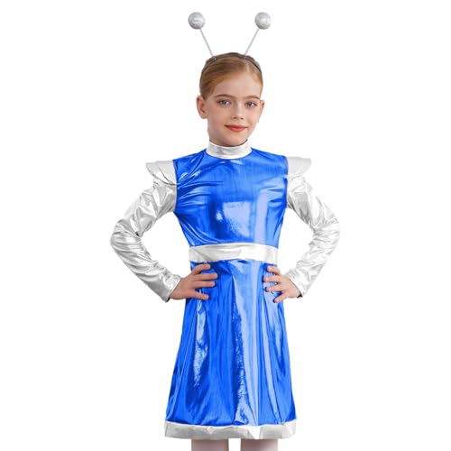 Loodgao Mädchen Alien Cosplay Kostüm Metallic Langarm Kleid Farbblock Partykleid mit Glitzer Kugel Stirnband Weltall Raumfahrt Outfits Königsblau 146-152 Loodgao Mädchen Alien Cosplay Kostüm Metallic Langarm Kleid Farbblock Partykleid mit Glitzer Kugel Stirnband Weltall Raumfahrt Outfits Königsblau 146-152 von Loodgao