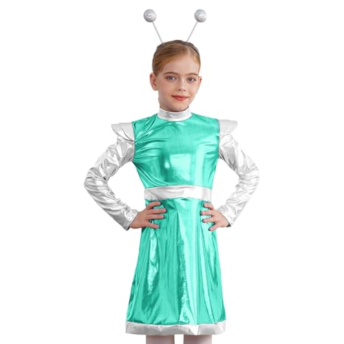 Loodgao Mädchen Alien Cosplay Kostüm Metallic Langarm Kleid Farbblock Partykleid mit Glitzer Kugel Stirnband Weltall Raumfahrt Outfits Minzgrün 146-152 Loodgao Mädchen Alien Cosplay Kostüm Metallic Langarm Kleid Farbblock Partykleid mit Glitzer Kugel Stirnband Weltall Raumfahrt Outfits Minzgrün 146-152 von Loodgao