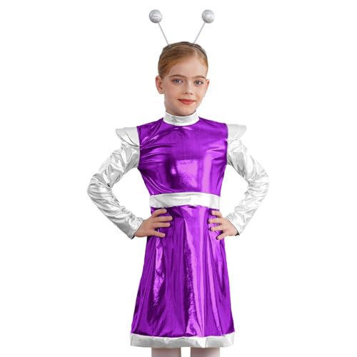 Loodgao Mädchen Alien Cosplay Kostüm Metallic Langarm Kleid Farbblock Partykleid mit Glitzer Kugel Stirnband Weltall Raumfahrt Outfits Violett 158-164 Loodgao Mädchen Alien Cosplay Kostüm Metallic Langarm Kleid Farbblock Partykleid mit Glitzer Kugel Stirnband Weltall Raumfahrt Outfits Violett 158-164 von Loodgao