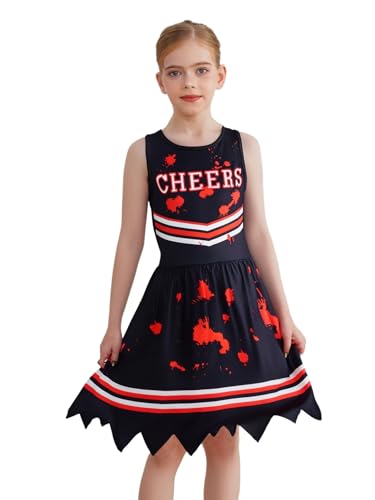 Loodgao Mädchen Cheerleading Kleid Ärmellose Tanzkleider mit Streifen Buchstaben Blut Druck Sportkleider Unregelmäßig Minikleider Schuluniformen Schwarz 116-122 Loodgao Mädchen Cheerleading Kleid Ärmellose Tanzkleider mit Streifen Buchstaben Blut Druck Sportkleider Unregelmäßig Minikleider Schuluniformen Schwarz 116-122 von Loodgao