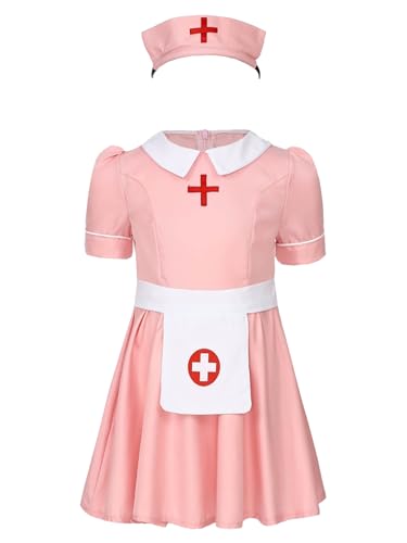 Loodgao Mädchen Krankenschwester Uniformen Kurzarm Tunika Kleid mit Haube Haarreifen Schürze Kinder Krankenhaus Cosplay Outfits Rosa 128-134 Loodgao Mädchen Krankenschwester Uniformen Kurzarm Tunika Kleid mit Haube Haarreifen Schürze Kinder Krankenhaus Cosplay Outfits Rosa 128-134 von Loodgao