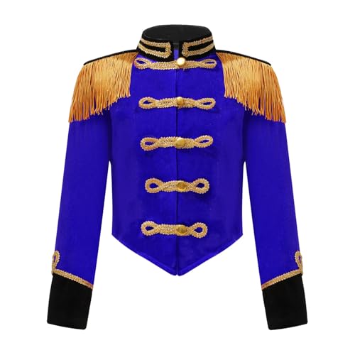 Loodgao Unisex Kinder Zirkus Jacke Mädchen Jungen Samt Hemd Stehkragen Bluse mit Fransen Schulterstücke Militärische Uniformen Oberbekleidung Blau 170 Loodgao Unisex Kinder Zirkus Jacke Mädchen Jungen Samt Hemd Stehkragen Bluse mit Fransen Schulterstücke Militärische Uniformen Oberbekleidung Blau 170 von Loodgao