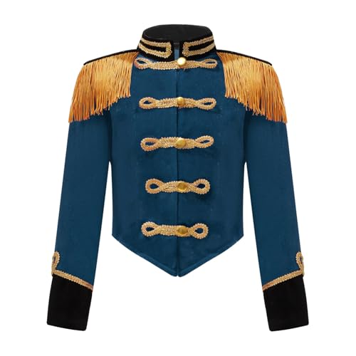 Loodgao Unisex Kinder Zirkus Jacke Mädchen Jungen Samt Hemd Stehkragen Bluse mit Fransen Schulterstücke Militärische Uniformen Oberbekleidung Pfauenblau 158-164 Loodgao Unisex Kinder Zirkus Jacke Mädchen Jungen Samt Hemd Stehkragen Bluse mit Fransen Schulterstücke Militärische Uniformen Oberbekleidung Pfauenblau 158-164 von Loodgao