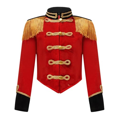 Loodgao Unisex Kinder Zirkus Jacke Mädchen Jungen Samt Hemd Stehkragen Bluse mit Fransen Schulterstücke Militärische Uniformen Oberbekleidung Rot 98-104 Loodgao Unisex Kinder Zirkus Jacke Mädchen Jungen Samt Hemd Stehkragen Bluse mit Fransen Schulterstücke Militärische Uniformen Oberbekleidung Rot 98-104 von Loodgao