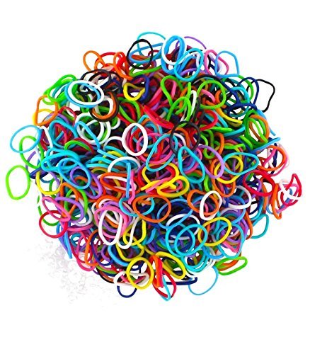 Loom Gummibänder, 600 bis 3000 Stück, bunt, Regenbogenfarben, mit S-Klammern und Loom-Stab von Loom Bands