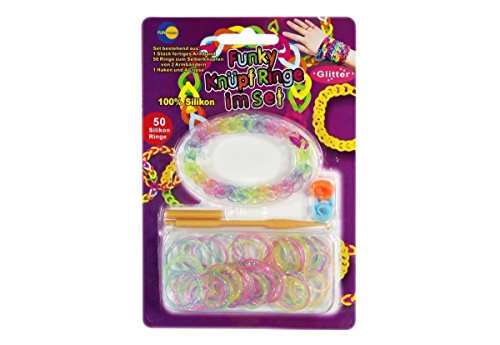 Loops 4233 - Funky Knüpfringe, Armbänder mit Glitzer Blister 100 Stück von Loops