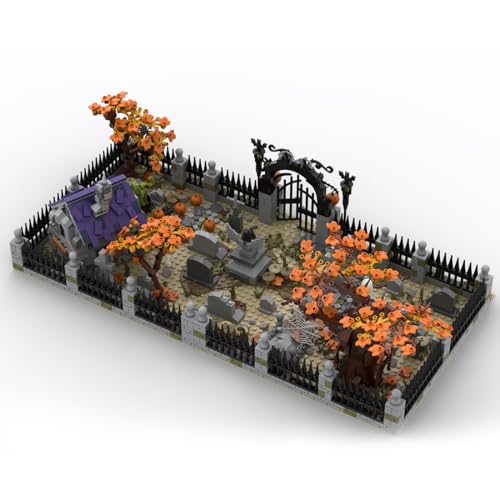 Halloween Spukfriedhof Bausteine Set, MOC-118821 Vor Weihnachten Modulares Spukfriedhof Bausatz, Kompatibel mit führenden Marken, Halloween Party&Heimdekoration, 1975 Teile von LootPop