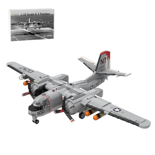 LootPop 1/35 Maßstab Flugzeug Militärmodell, Enthält Raketen, MOC-143540 S-2 Tracker Bausteinset im Maßstab 1/35, Faltbare Flügel und schwenkbare Querruder, Geschenk für Erwachsene (1757 Teile) von LootPop
