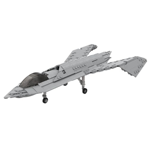 LootPop 1/35 Maßstab Flugzeug Militärmodell, MOC-191232 Bausteinset „Bird of Pray Combat Fighter“ im Maßstab 1/35, Stromlinienförmiger Rumpf und verstellbares Flügeldesign(590 Teile) von LootPop