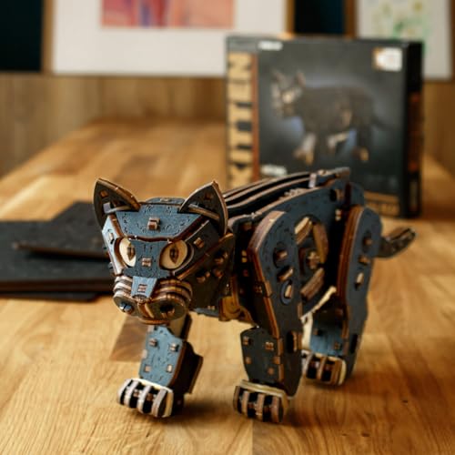 LootPop 3D Holzpuzzle – Mechanische süße Katze-Montage-Pet-Modell-EIN intelligentes Montage-Modell und Puzzlespielzeug -Schwarz 236 Stück von LootPop