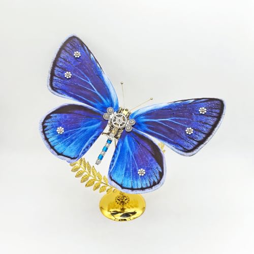 LootPop 3D-Metall-Modell-Kit des Celastrina Argiolus-Schmetterlings - Metallbaustein für Erwachsene, Retro-Punk-Thema, Tischdekoration - DIY-Geschenk für Erwachsene, über 100 Teile/Blau von LootPop