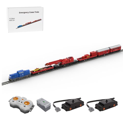 LootPop Elektrischer Modellbahn-Bausatz, MOC-156982 Bausteinset für den BAU eines Notfallkranzugmodells(4113 Teile/Version mit dynamischer Geschwindigkeitsregelung) von LootPop