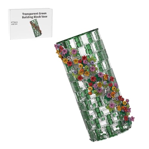 LootPop Grüne Transluzente Bausteine - Vase-Dekorations- und -Darstellungsset - MOC-STEM-Spielzeug, kompatibel mit dem berühmten Blumenstrauß-Set 10280-473 Teile - Geschenk für Sie von LootPop