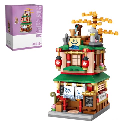 LootPop Japanische Straßenszenen-Bausteinset - Hot-Springs-Haus in der MOC-Anime-Stil-Granularen kreativen Japanischen Straßenszenen-Serie, pädagogisches STEM-Baustein-Spielzeug-Set, 399 Teile von LootPop
