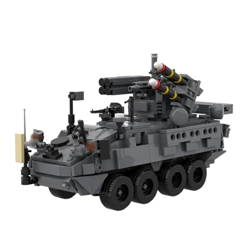 LootPop MOC-162358 M-SHORAD Militärisches Flugabwehrpanzer Modellbausatz – 740 Bausteine, Kompatibles Klemmbaustein-Set von LootPop