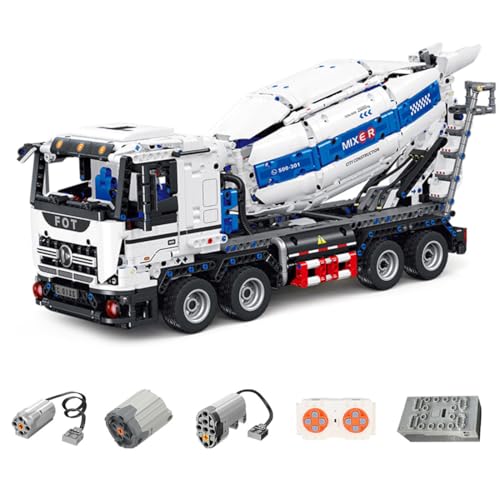 LootPop MOC Zementmischer-Baustein-Set - 2432 Bausteine - Industrielles Zementmischer-Modell - DIY-Montage - Baustein-Set - Drehbarer Flexibler Zweiachs-Rührbehälter von LootPop