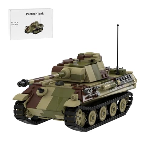 LootPop Militär-Panther-Panzer Modell Bausatz, WWII Deutscher Armee-Panzer Modell, Detaillierter Konstruktionssatz für Sammler und Enthusiasten, Geschichtsliebhaber, 882 Teile von LootPop