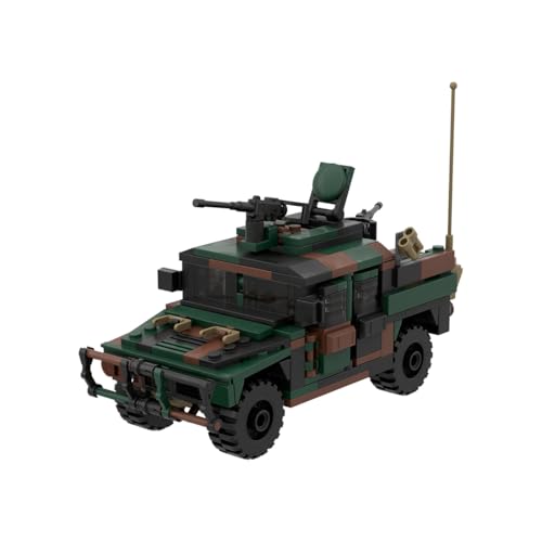 LootPop Militärisches Geländewagen-Baustein-Set - 355 Stück, Modell des gepanzerten Fahrzeugs M1043A1, Baustein-Spielzeug mit Dreifarben-Camo-EIN hervorragendes Ausstellungsmodell für Militärfans von LootPop