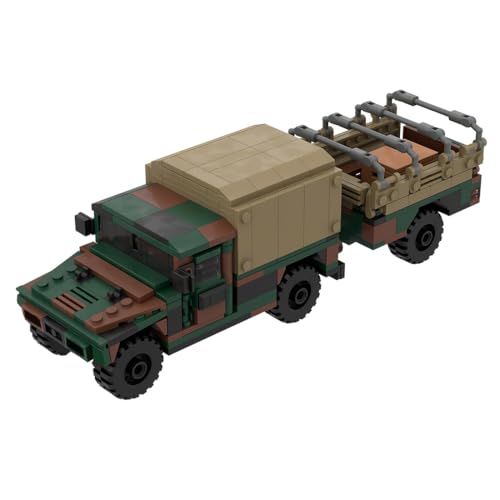 LootPop Militärisches Lastwagen - Baustein - Set - 459 Stück, Modell des gepanzerten Fahrzeugs M1038A1, Baustein - Bausatz mit Dreifarben - Camo, mit Einer Verbindung von Wagen und Ladung. LootPop Militärisches Lastwagen - Baustein - Set - 459 Stück, Modell des gepanzerten Fahrzeugs M1038A1, Baustein - Bausatz mit Dreifarben - Camo, mit Einer Verbindung von Wagen und Ladung. von LootPop