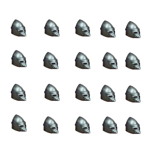 LootPop Mini Ritter Figuren Rüstung Zubehör – 20 Stück Silberfarbene Mittelalterliche Ritterhelm für Baukastensets, Kompatibel mit großen Marken LootPop Mini Ritter Figuren Rüstung Zubehör – 20 Stück Silberfarbene Mittelalterliche Ritterhelm für Baukastensets, Kompatibel mit großen Marken von LootPop