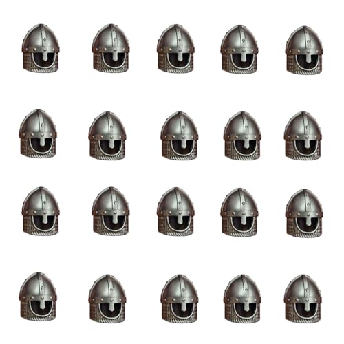 LootPop Mini Ritter Figuren Rüstung Zubehör – 20 Stück Silberfarbene Mittelalterliche Schwerer Ritterhelm für Baukastensets, Kompatibel mit großen Marken LootPop Mini Ritter Figuren Rüstung Zubehör – 20 Stück Silberfarbene Mittelalterliche Schwerer Ritterhelm für Baukastensets, Kompatibel mit großen Marken von LootPop