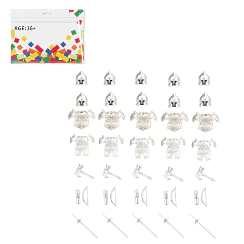 LootPop Mini Ritter Figuren Rüstungs Zubehör, Mittelalterliches Silber Rüstungsritter-Zubehörset, Kompatibel 35PCS von LootPop