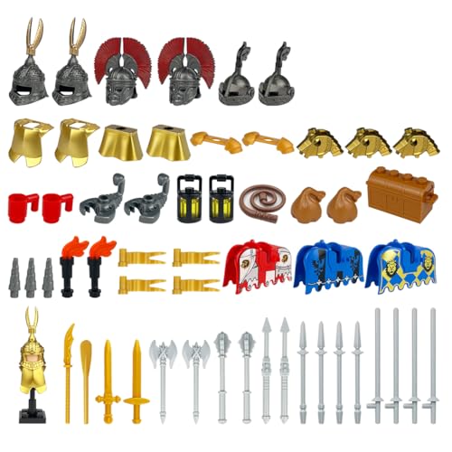 LootPop Mini Ritter Figuren Rüstungs Zubehör inklusive Helm, Rüstung Pferdedekorationen und Schatzrequisiten, Waffenzubehörpaket im römischen Stil, kompatibel mit bestehenden Marken-Figuren, 61Teile LootPop Mini Ritter Figuren Rüstungs Zubehör inklusive Helm, Rüstung Pferdedekorationen und Schatzrequisiten, Waffenzubehörpaket im römischen Stil, kompatibel mit bestehenden Marken-Figuren, 61Teile von LootPop