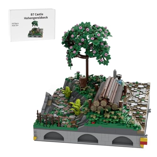 LootPop Mittelalterliche Burg Klemmbausteine Bausatz, MOC-207826 B7 Burg Hohengeroldseck - Landschaft, Brunnen, Holzlager, Bausteine-Set für MOC-207737 Burg Hohengeroldseck (1676Teile) von LootPop