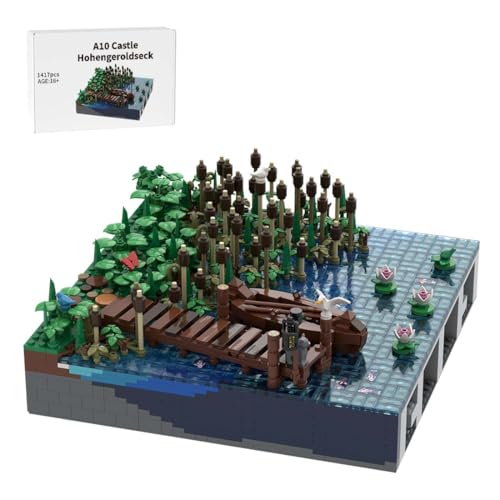 LootPop Mittelalterliche Burg Klemmbausteine Bausatz, MOC-208009 A10 Burg Hohengeroldseck - See mit Schilf Bootsanleger für MOC-207737 Burg Hohengeroldseck (1417STÜCK) von LootPop