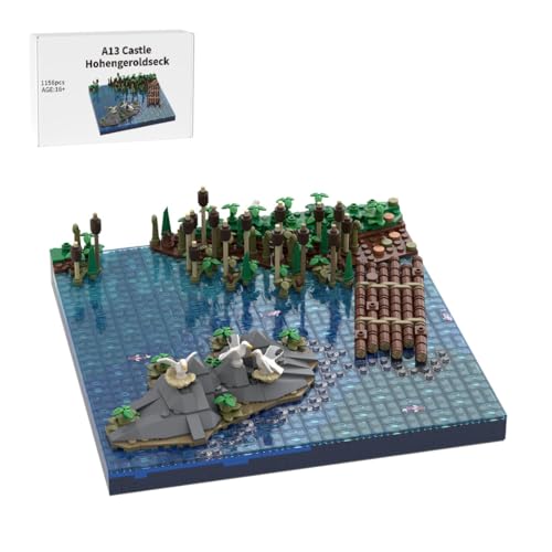 LootPop Mittelalterliche Burg Klemmbausteine Bausatz, MOC-208011 A13 Burg Hohengeroldseck - Flüsse, Felsen, Floß Bausteine Set für MOC-207737 Burg Hohengeroldseck (1156STÜCK) von LootPop