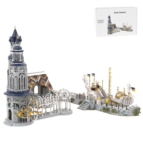 LootPop Mittelalterlicher westlicher klassischer Zauber-Bausatz für Nicht gebaute Gebäudeblöcke, MOC-164397 Mittelalterliche Elfenstadt-Hafen-Modellbaustein-Set(5721 Teile) von LootPop