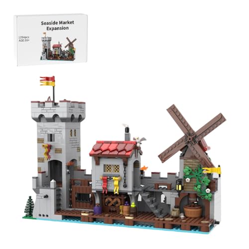 LootPop Mittelalterliches Dorf Bausatz, DIY Küstenmarkt Architekturmodell mit Burgturm, Rustikalem Häuschen und Windmühle – Erweiterbar mit Anderen Mittelalter Modellen, 1254 Teile LootPop Mittelalterliches Dorf Bausatz, DIY Küstenmarkt Architekturmodell mit Burgturm, Rustikalem Häuschen und Windmühle – Erweiterbar mit Anderen Mittelalter Modellen, 1254 Teile von LootPop