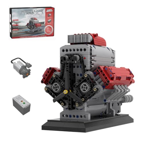 LootPop Mocsage MOC-171732 Crossplane-V8-Motor mit Abnehmbarer Aufladerabdeckung - Bausteinsatz - Moc-Motorbau-Modul mit 1054 Teilen von LootPop