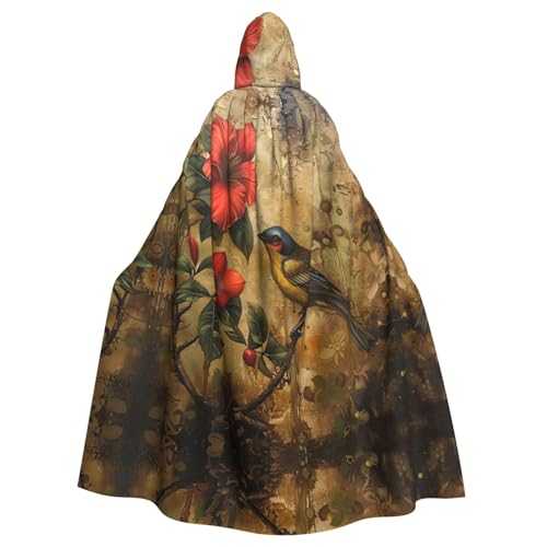 Blumen- und Vogel-Kunstdruck, Unisex, Erwachsene, Kapuzenumhang, Kapuzenumhang, übergroßer Kapuzenumhang, Halloween-Umhang Blumen- und Vogel-Kunstdruck, Unisex, Erwachsene, Kapuzenumhang, Kapuzenumhang, übergroßer Kapuzenumhang, Halloween-Umhang von Lootpe