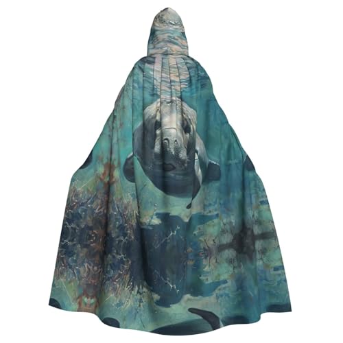 Crazy Save Kapuzenumhang mit Seekuh, Unisex, für Erwachsene, Kapuzenumhang, übergroßer Kapuzenumhang, Halloween-Umhang von Lootpe