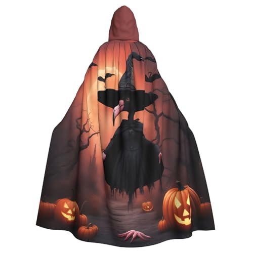 Halloween-Umhang mit Flamingo-Hexenhut, Unisex, Erwachsene, Kapuzenumhang, übergroßer Kapuzenumhang, Halloween-Umhang von Lootpe