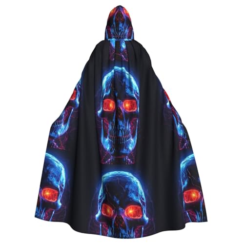 Halloween-Umhang mit Totenkopf-Aufdruck, Unisex, für Erwachsene, Kapuzenumhang, übergroßer Kapuzenumhang, Halloween-Umhang von Lootpe