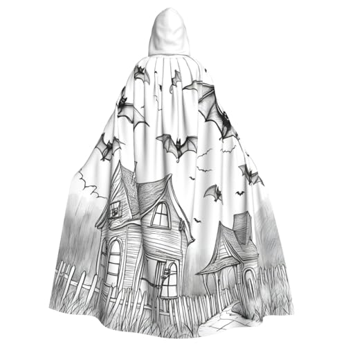 Halloween-Umhang mit fliegenden Fledermäusen, Unisex, Erwachsene, Kapuzenumhang, übergroßer Kapuzenumhang, Halloween-Umhang von Lootpe