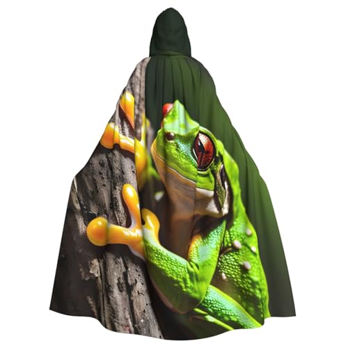 Kapuzenumhang mit Baumfrosch-Motiv, Unisex, für Erwachsene, Kapuzenumhang, übergroßer Kapuzenumhang, Halloween-Umhang von Lootpe