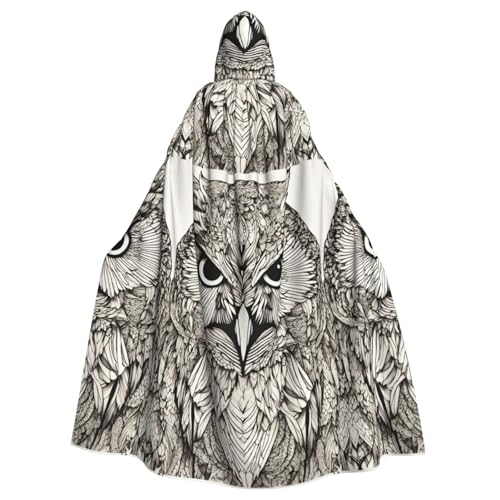 Kapuzenumhang mit Eulen-Vogel-Aufdruck, Unisex, für Erwachsene, Kapuzenumhang, übergroßer Kapuzenumhang, Halloween-Umhang von Lootpe
