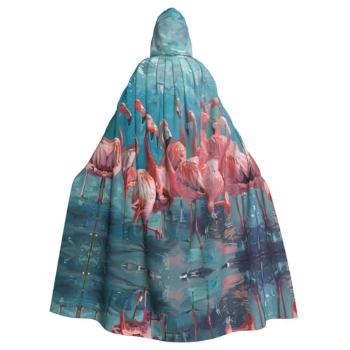 Kapuzenumhang mit Flamingo-Muster, Unisex, für Erwachsene, Kapuzenmantel, übergroßer Kapuzenumhang, Halloween-Umhang von Lootpe