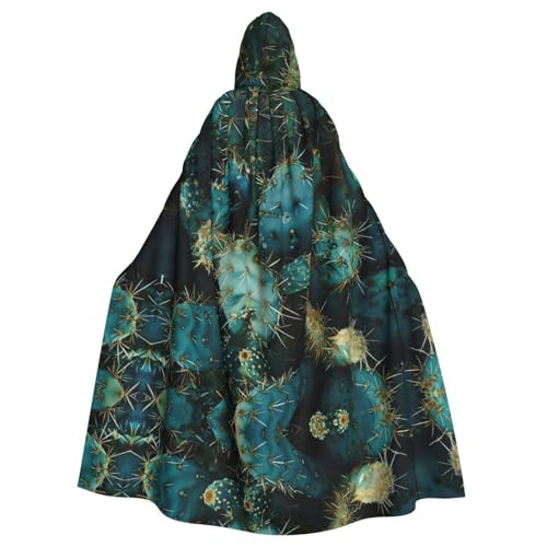 Kapuzenumhang mit Kaktus-Druck, Unisex, für Erwachsene, Kapuzenmantel, übergroßer Kapuzenumhang, Halloween-Umhang von Lootpe