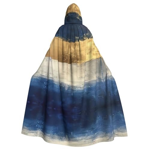 Kapuzenumhang mit Kapuze, Unisex, für Erwachsene, goldfarben, blau und weiß, übergroßer Kapuzenumhang, Halloween-Umhang von Lootpe