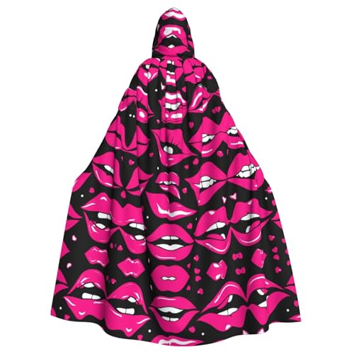 Kapuzenumhang mit Lippen-Aufdruck, Unisex, Erwachsene, Kapuzenmantel, übergroßer Kapuzenumhang, Halloween-Umhang von Lootpe