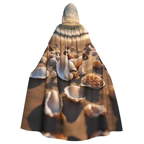 Kapuzenumhang mit Muschellandschaft am Strand, Unisex, Erwachsene, Kapuzenumhang, übergroßer Kapuzenumhang, Halloween-Umhang von Lootpe