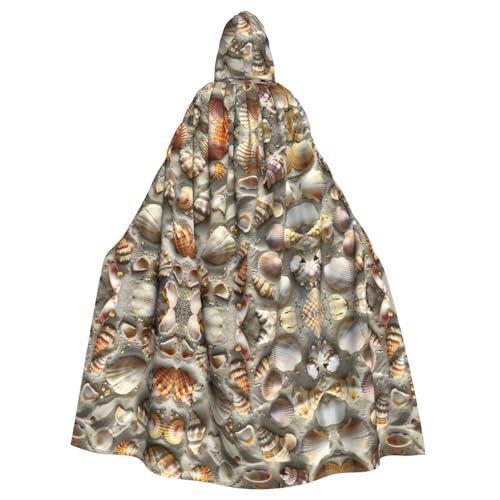Kapuzenumhang mit Muscheln, Sanddruck, Unisex, Erwachsene, Kapuzenumhang, übergroßer Kapuzenumhang, Halloween-Umhang von Lootpe